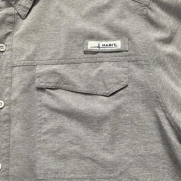 Habit Mens 2XL Heathered Gray Fishing UPF 40+ Vented Outdoor Camping Hike Shirt - Picture 16 of 16